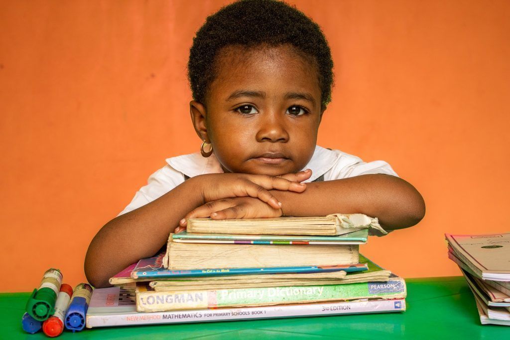 girl with math books